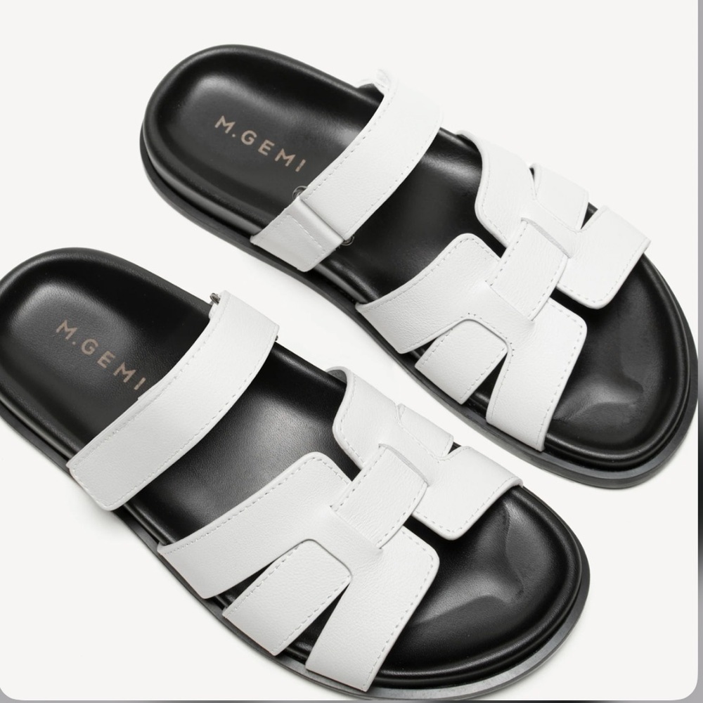 NEW M. Gemi "The Emanuela" White Leather Sandals Size 11